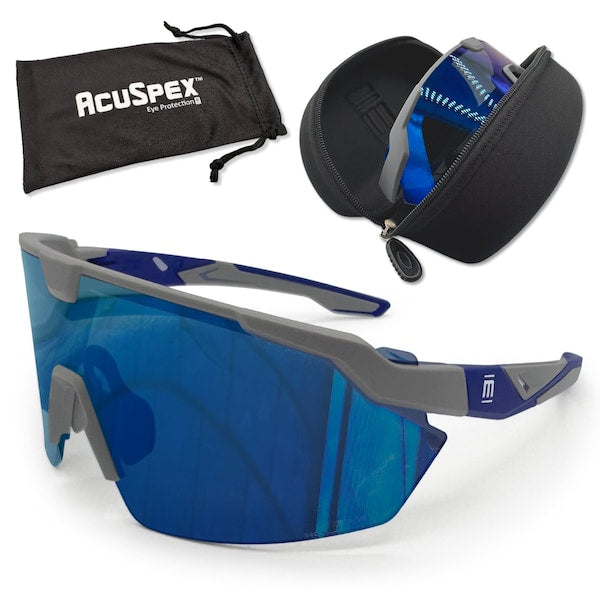 AcuSpex Semi-Frameless Polarized Blue Mirrored Safety Glasses