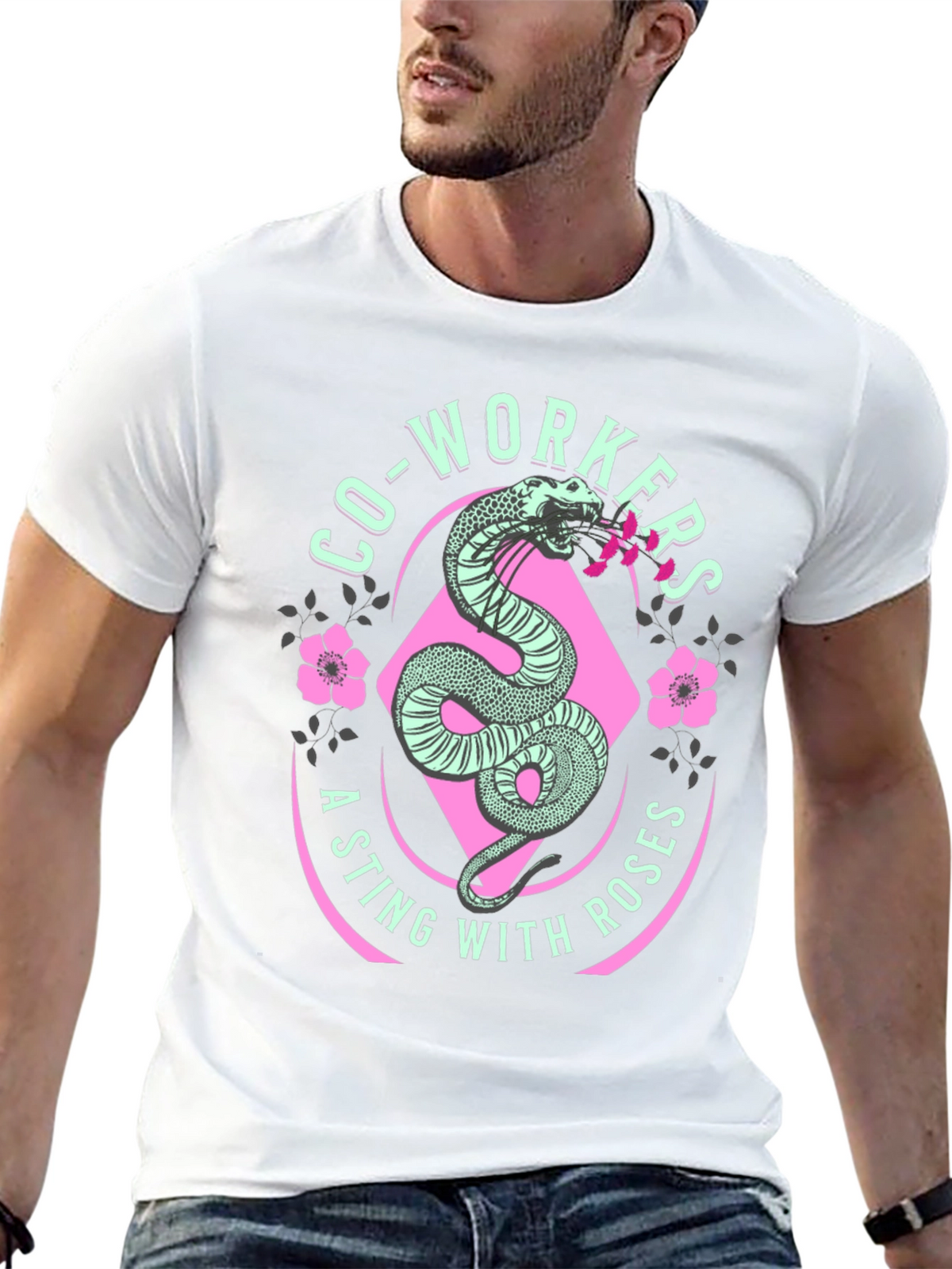 Co-workers A Sting With Roses Graphic T-Shirt