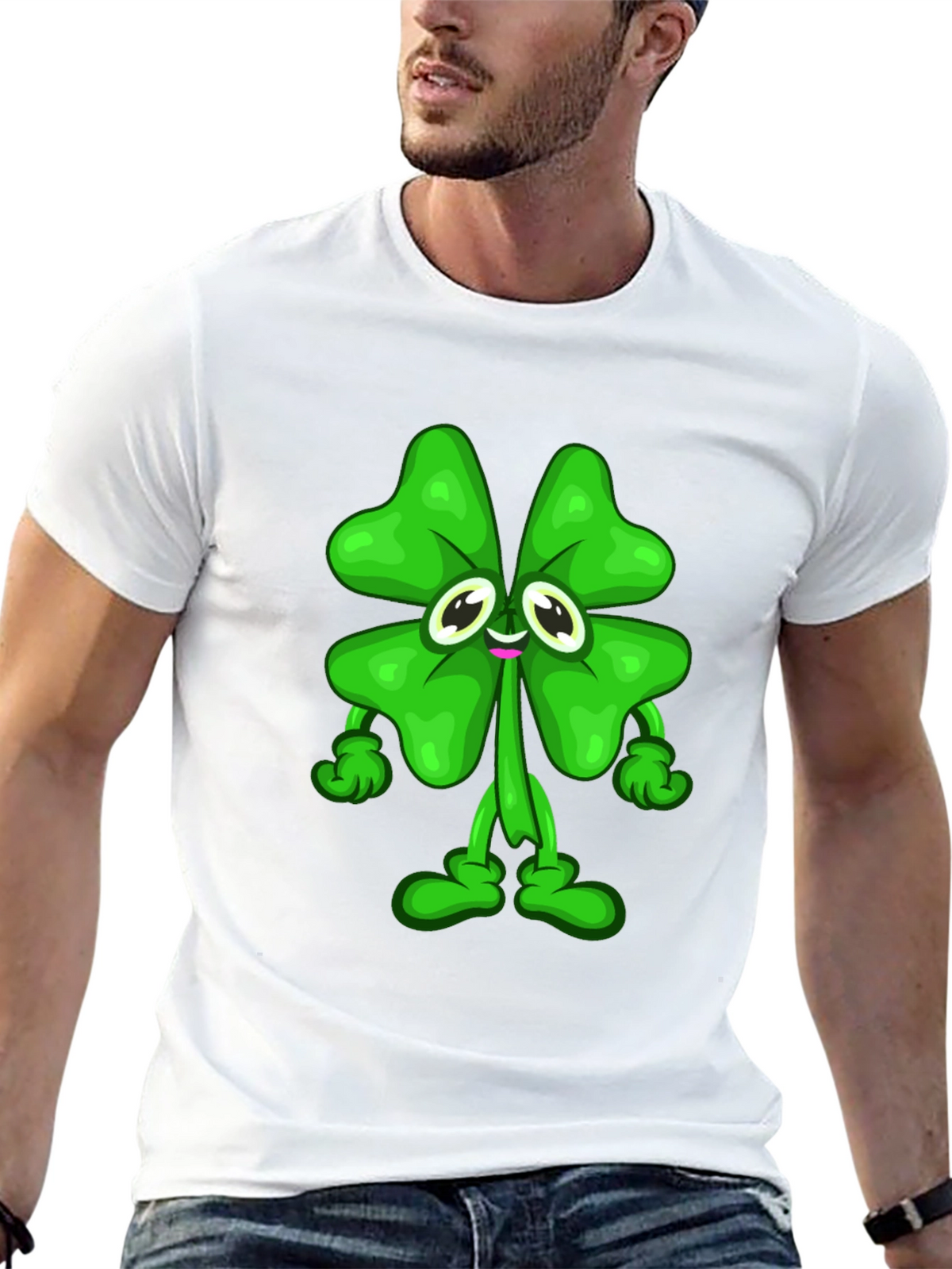 Lucky Clover Cartoon Graphic Tee