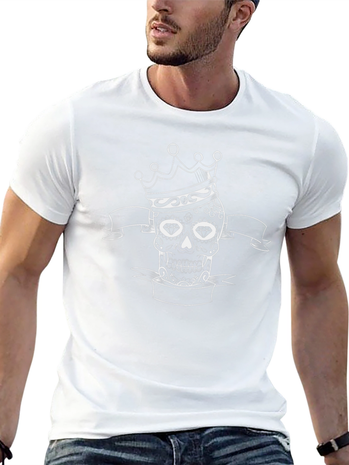 Crowned Sugar Skull Mens Black T-Shirt