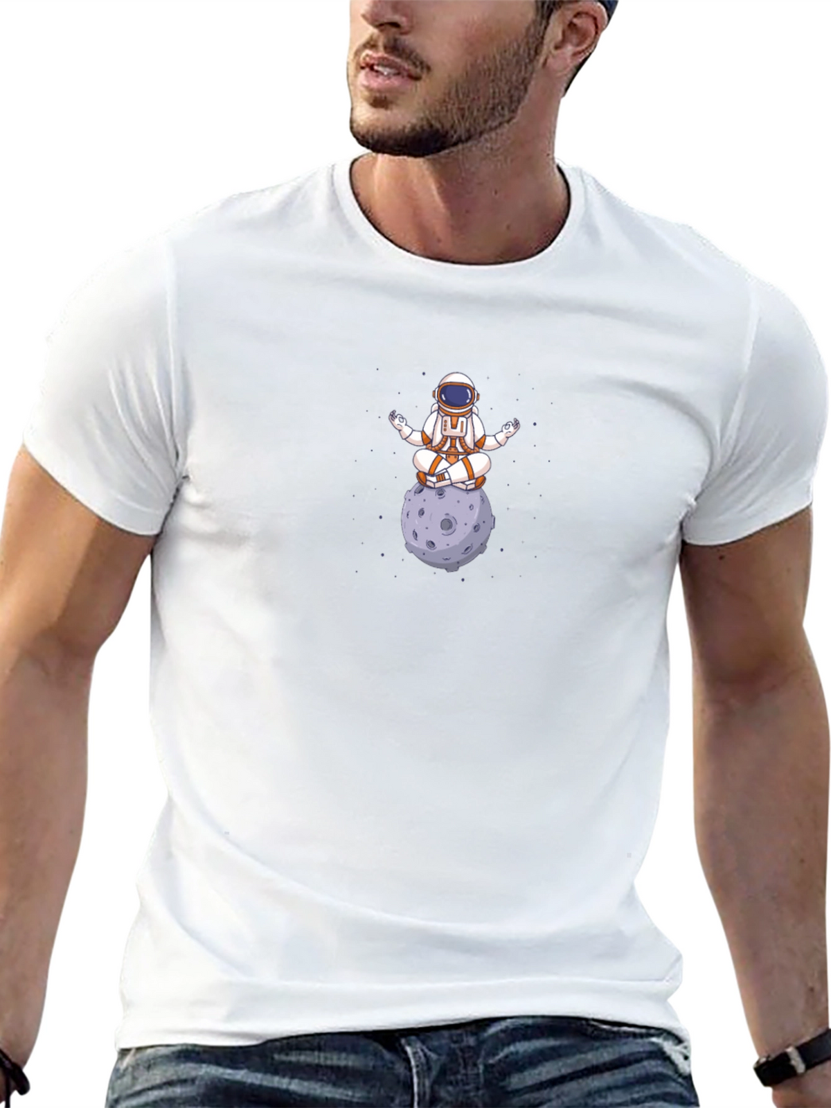 Meditating Astronaut T-Shirt - Cosmic Zen
