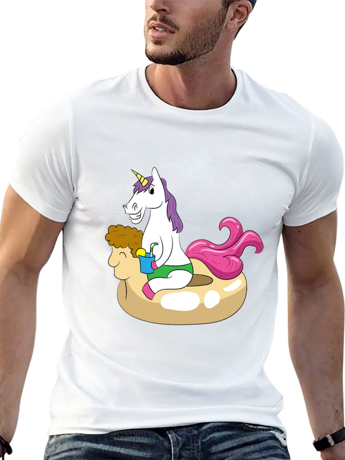 Unicorn on Sheep Pool Float T-Shirt