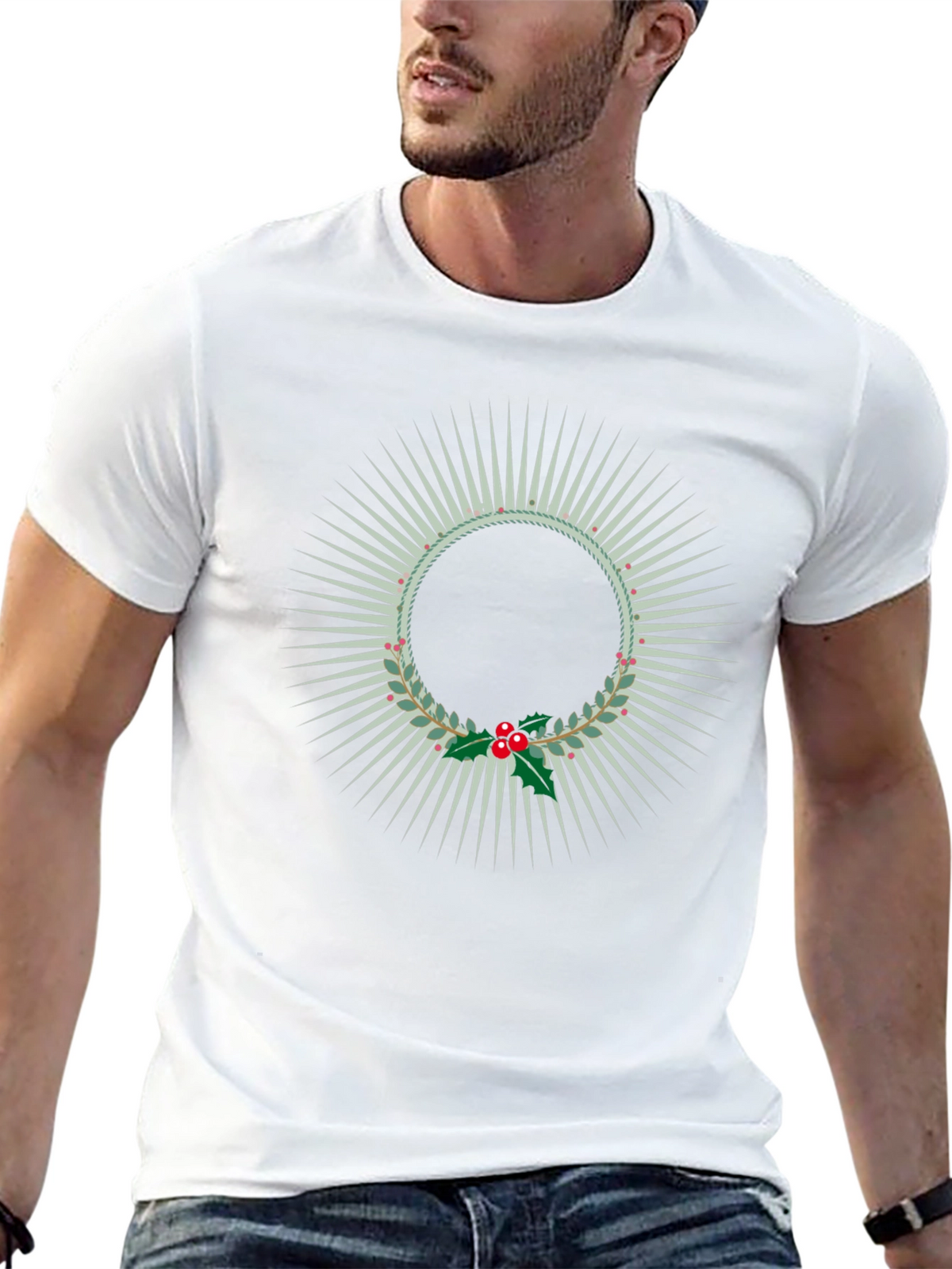 Festive Wreath Graphic Tee - Holiday Style