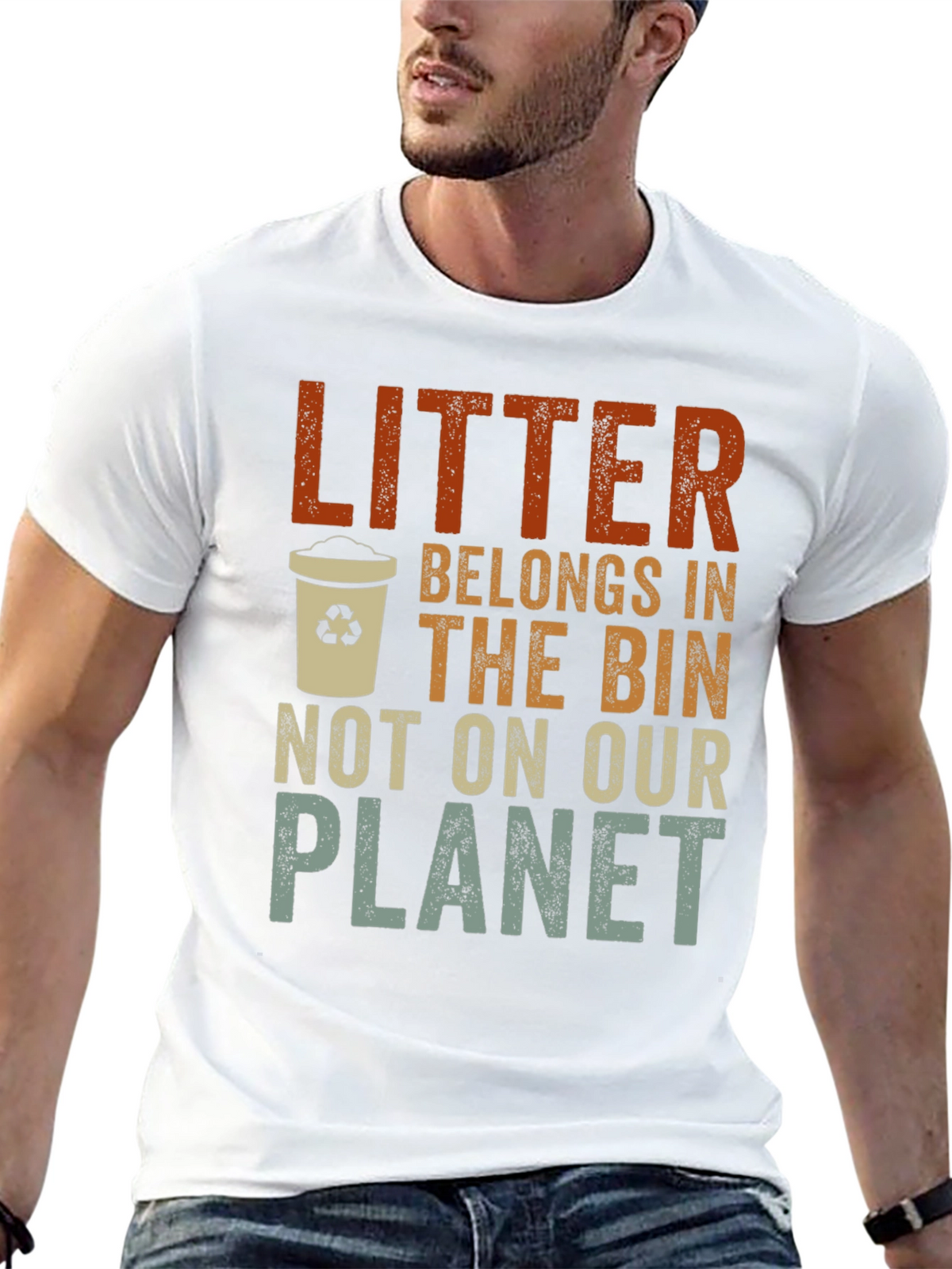 Litter Belongs In The Bin Graphic T-Shirt