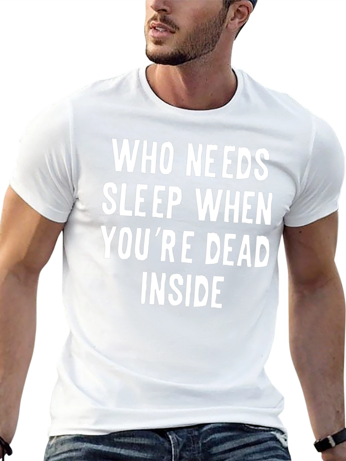 Humorous Dead Inside Graphic Black T-Shirt