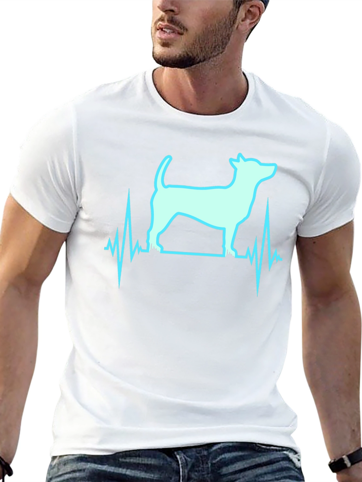 Dog Heartbeat Graphic Print T-Shirt