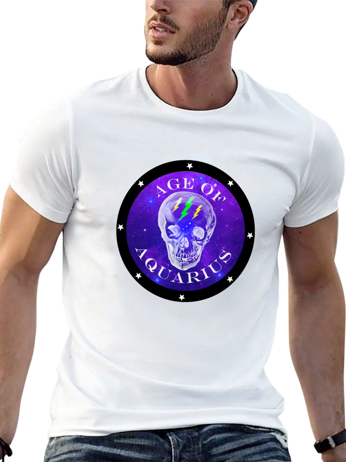 Age of Aquarius Skull Graphic T-Shirt