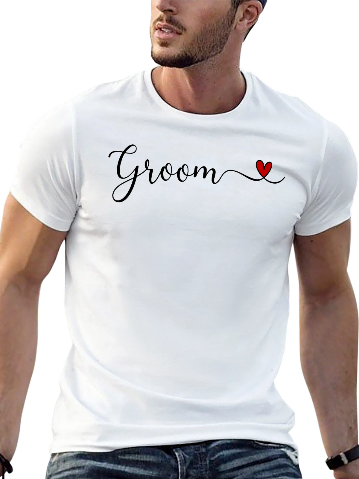 Groom Heart Graphic Black T-Shirt