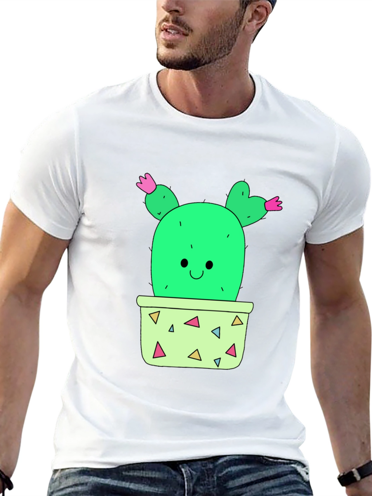 Cactus Graphic T-Shirt - Black Cute Potted Plant Tee
