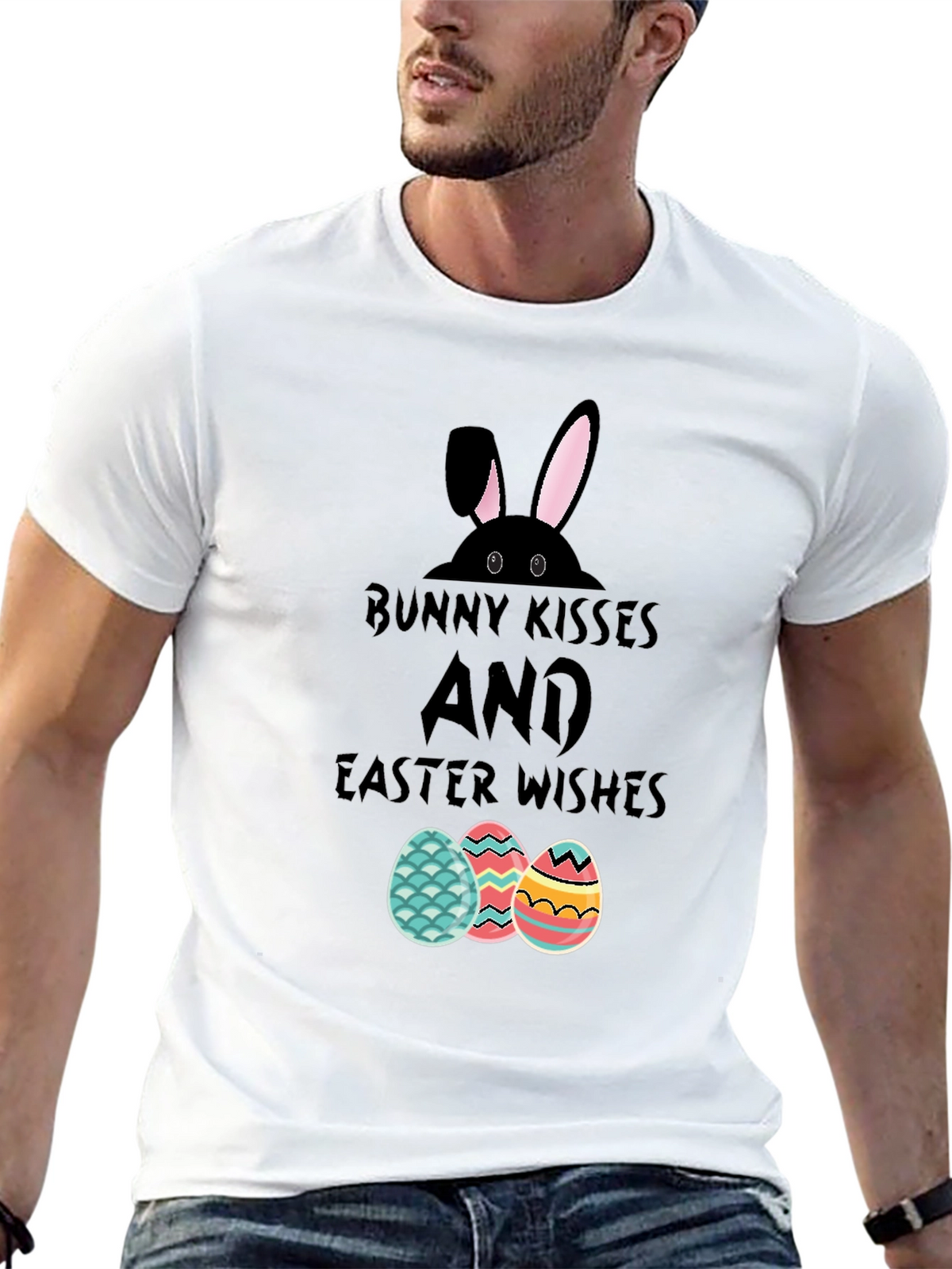 Bunny Kisses Easter Wishes Graphic T-Shirt
