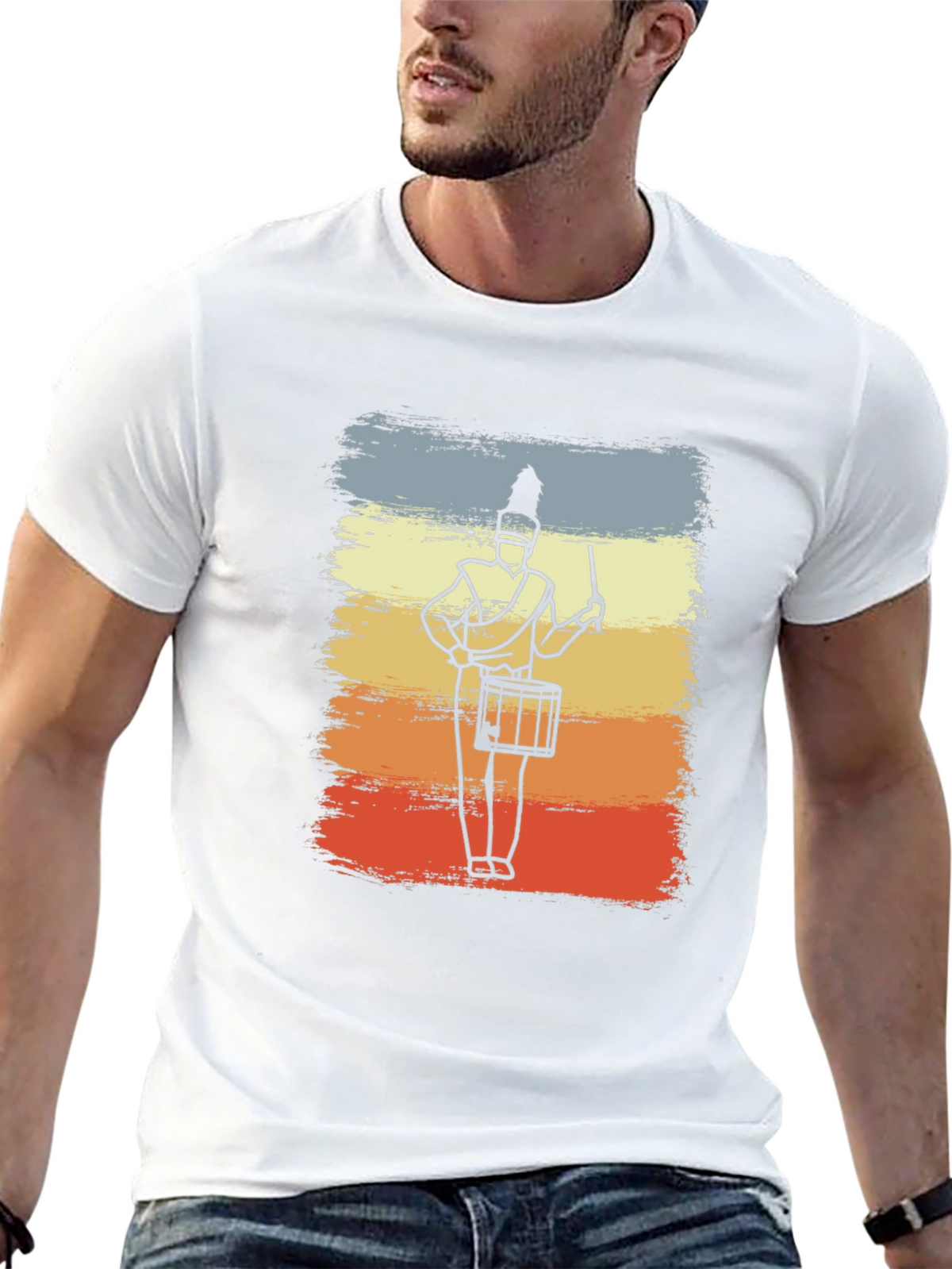 Marching Band Drummer T-Shirt - Retro Style