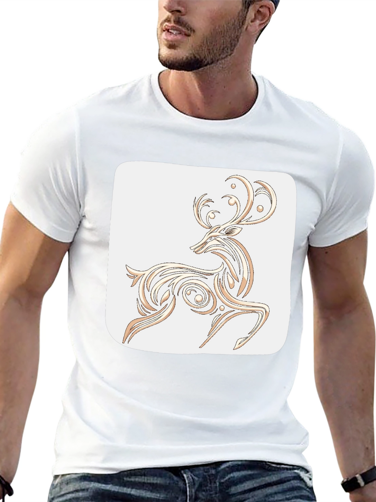 Elegant Deer Graphic Tee - Black