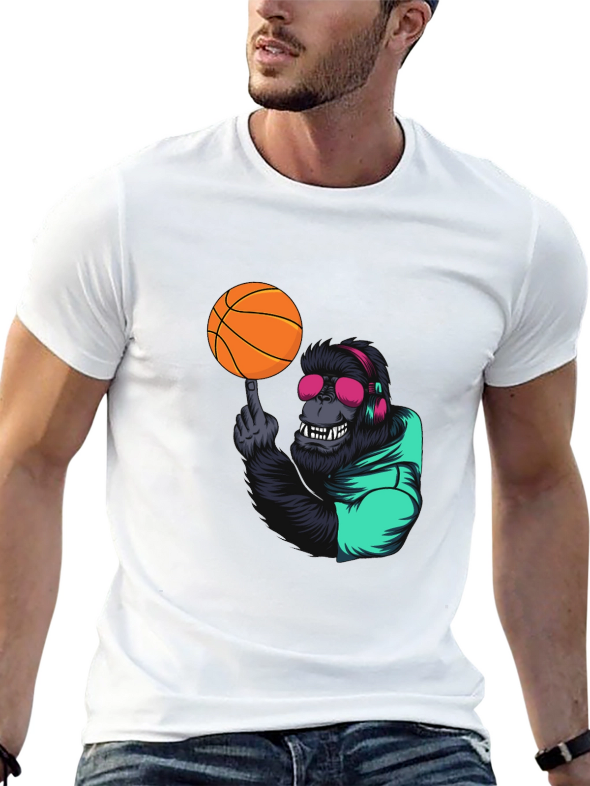 Cool Gorilla Basketball Graphic Tee