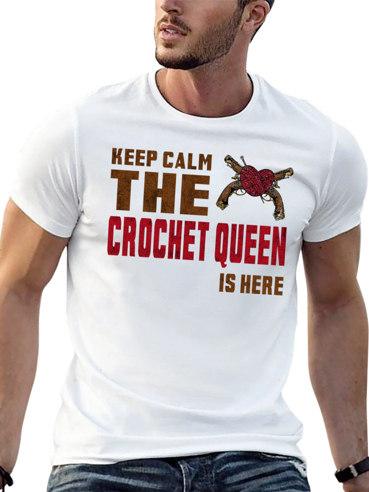 Crochet Queen T-Shirt - Keep Calm Design