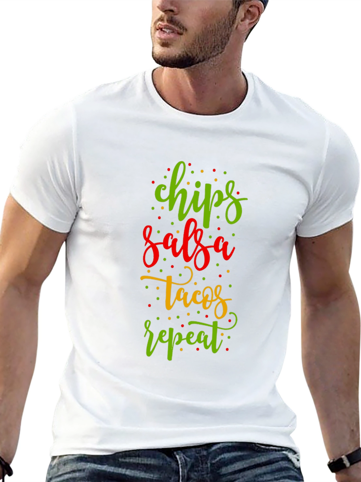 Chips Salsa Tacos Repeat Funny Graphic Tee