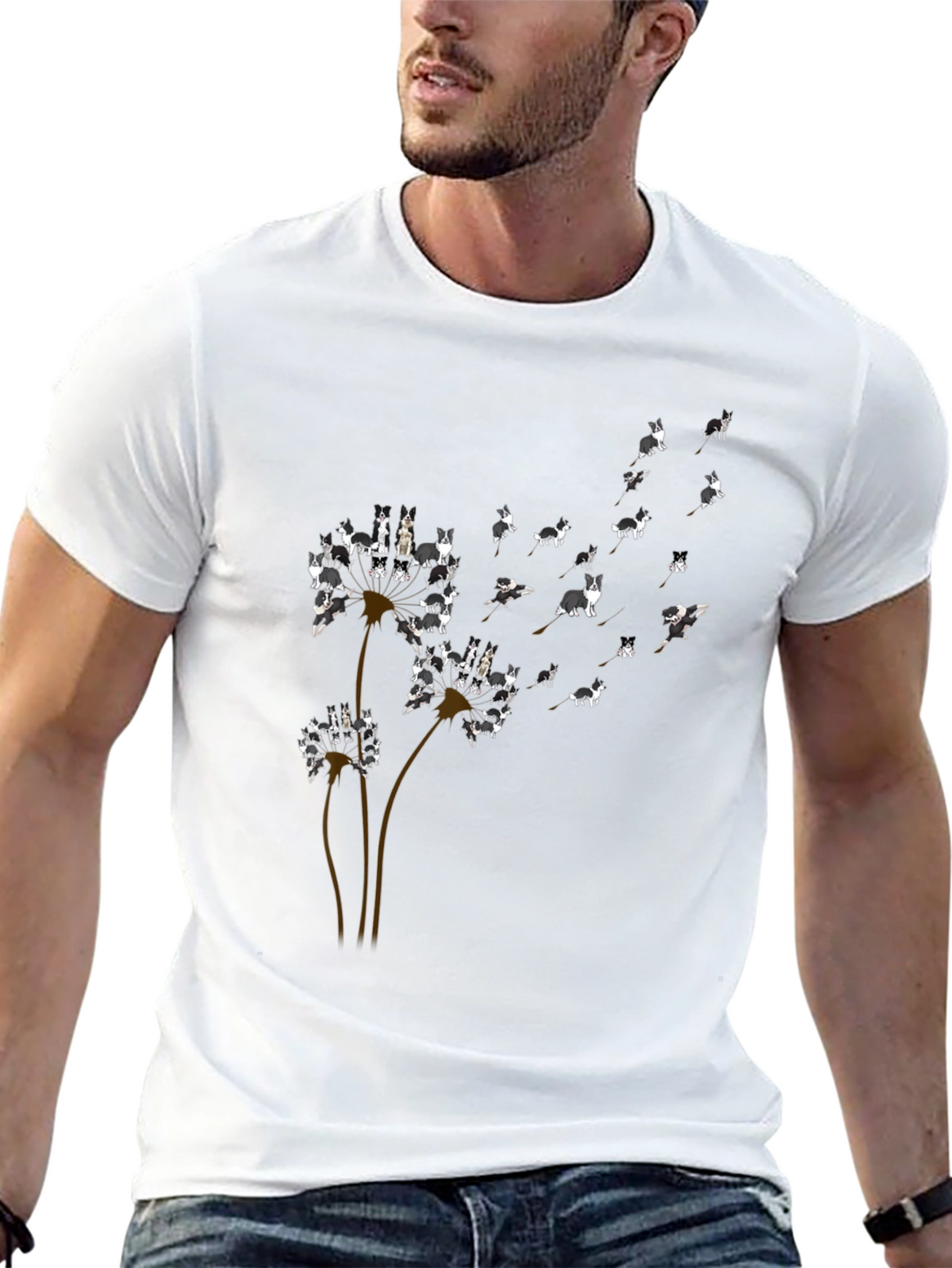 Dog Dandelion T-Shirt - Black