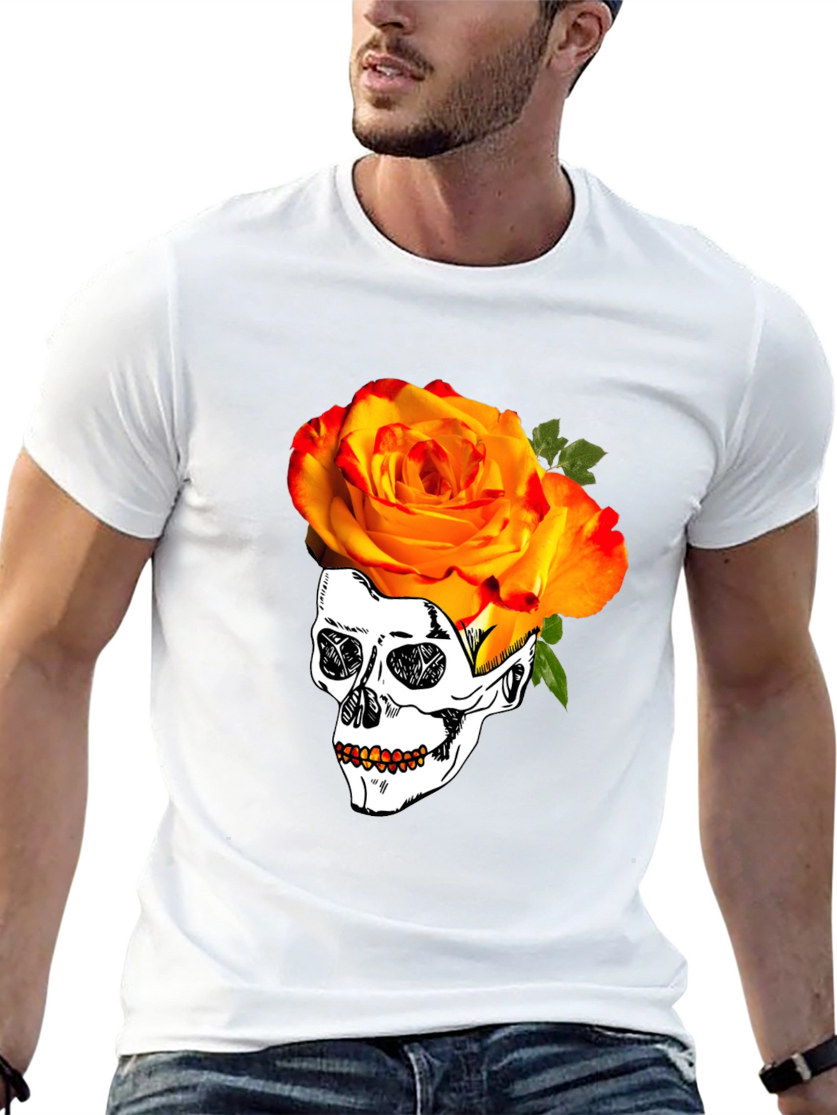 Skull & Rose Graphic T-Shirt - Unique Design