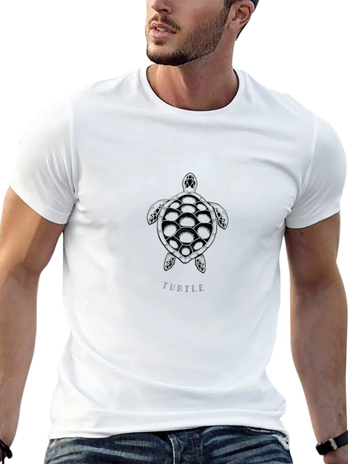 Turtle Graphic Tee - Casual Black T-Shirt
