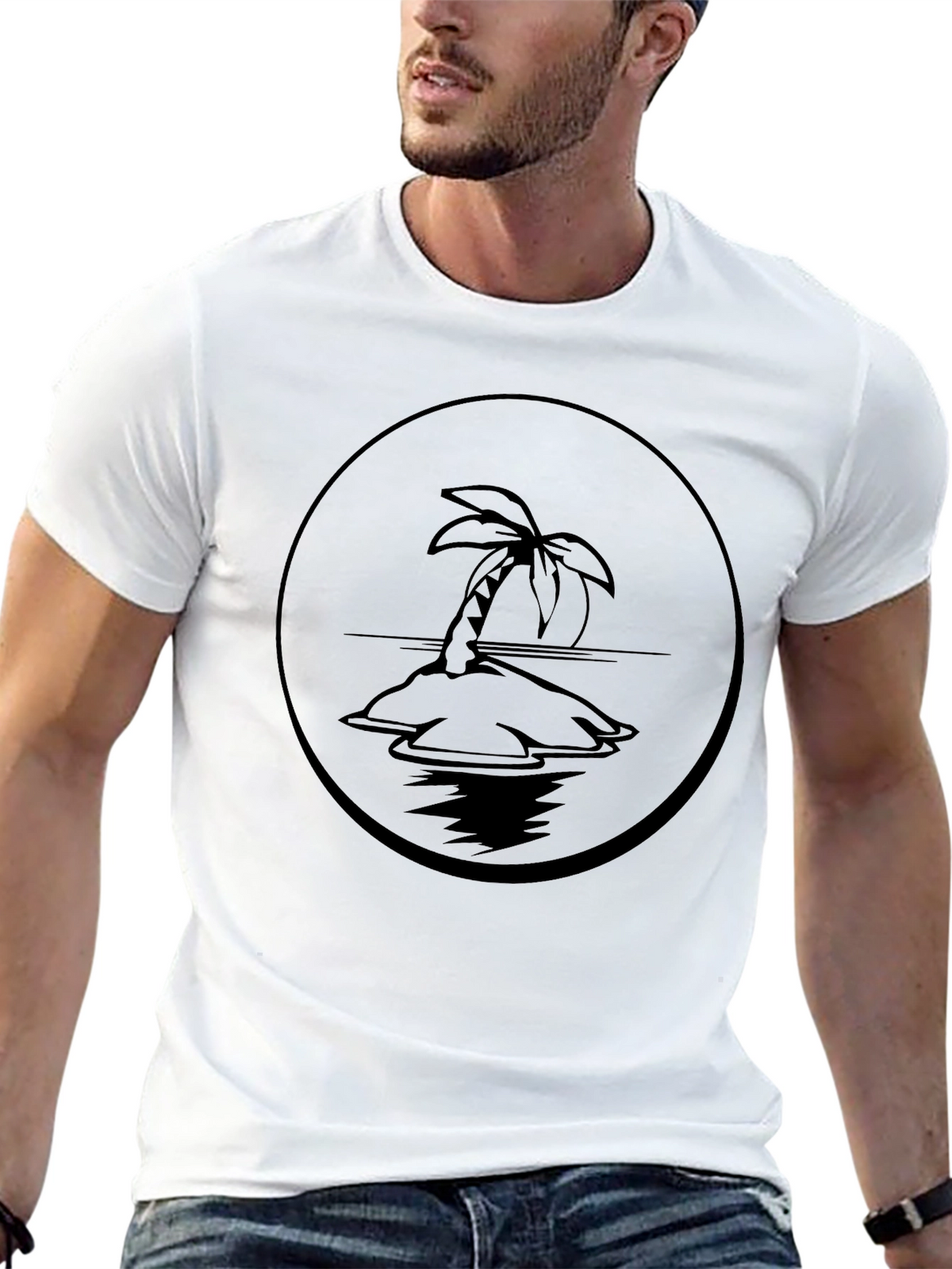 Island Palm Tree Graphic Tee - Black