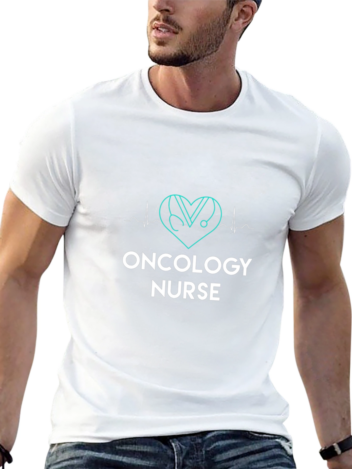 Oncology Nurse Heartbeat Stethoscope T-Shirt