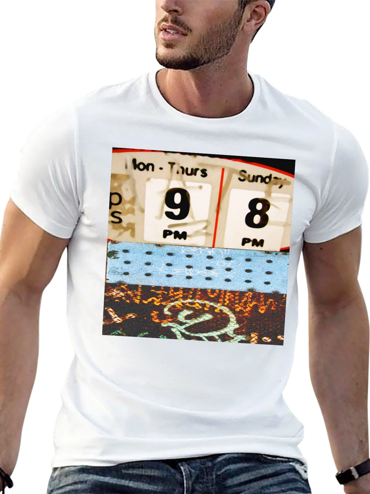 Retro Schedule Graphic Print Black T-Shirt