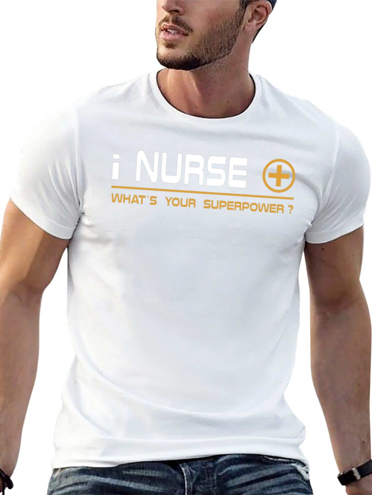 Nurse Superpower T-Shirt - Black Crew Neck Tee