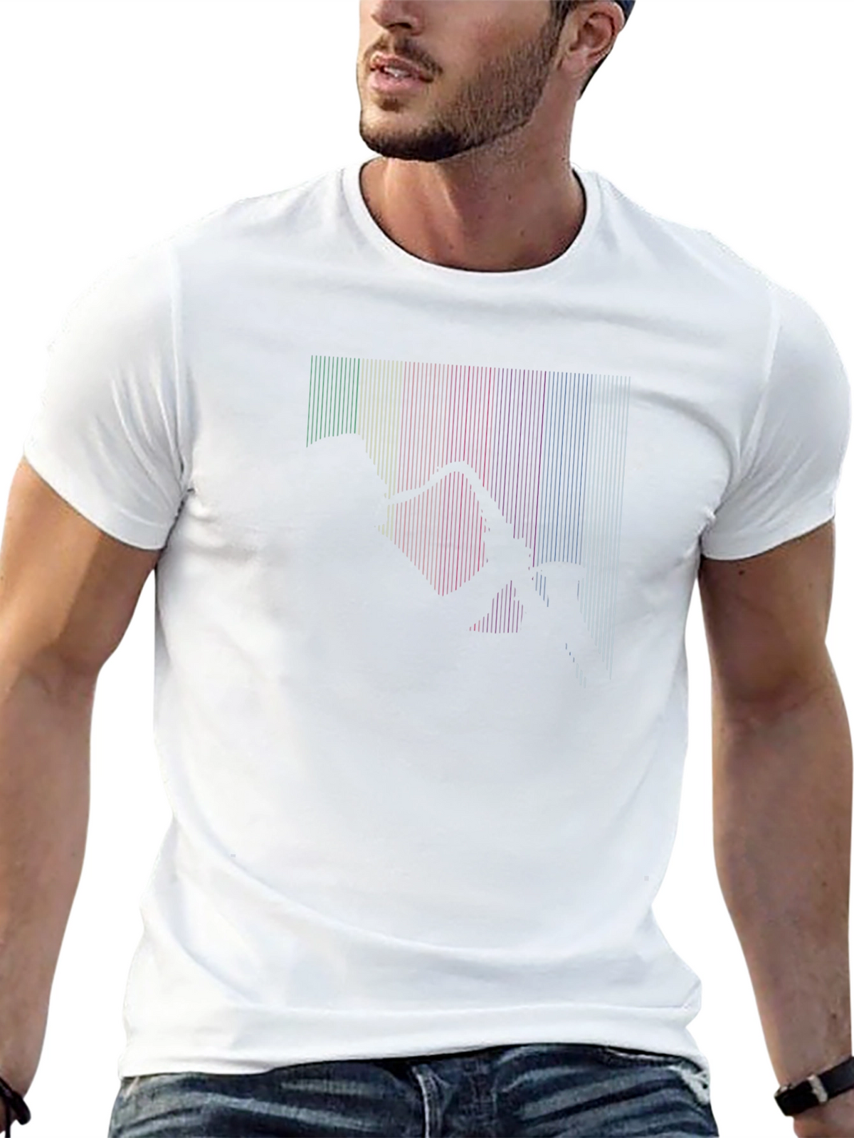Saxophone Silhouette Rainbow Lines T-Shirt