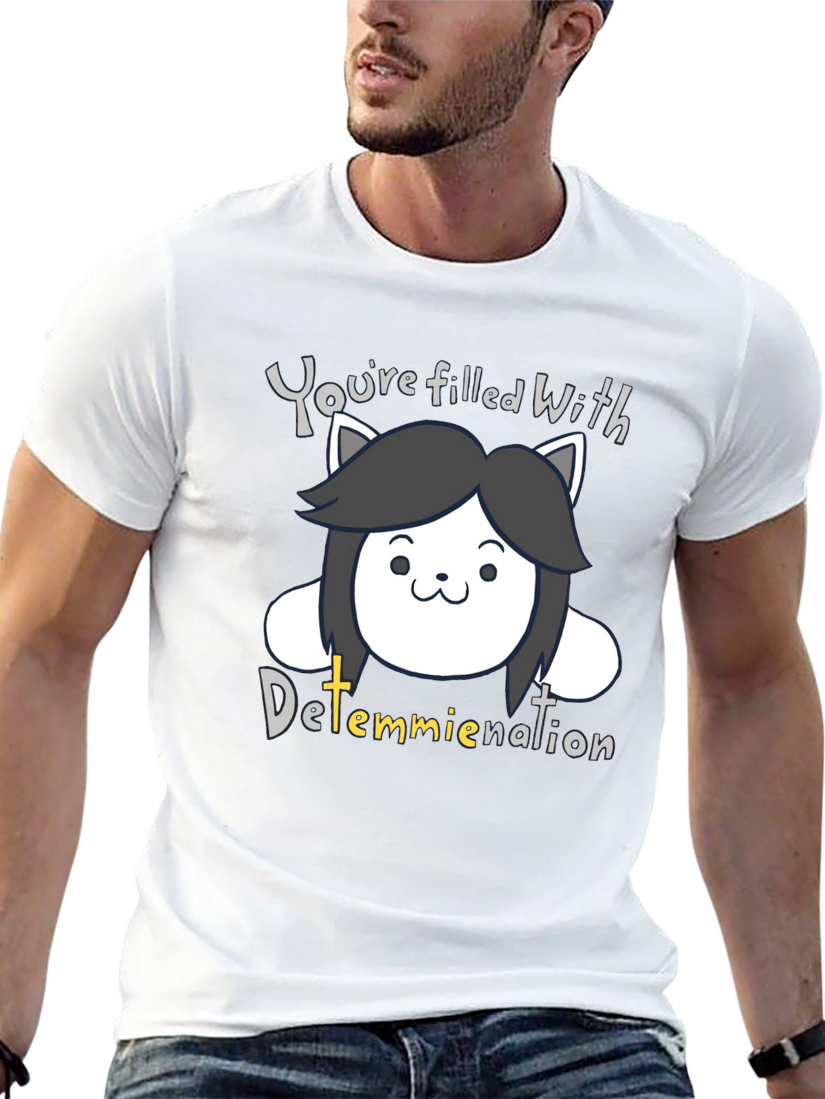 Temmie Determination T-Shirt - Undertale Inspired Fan Tee