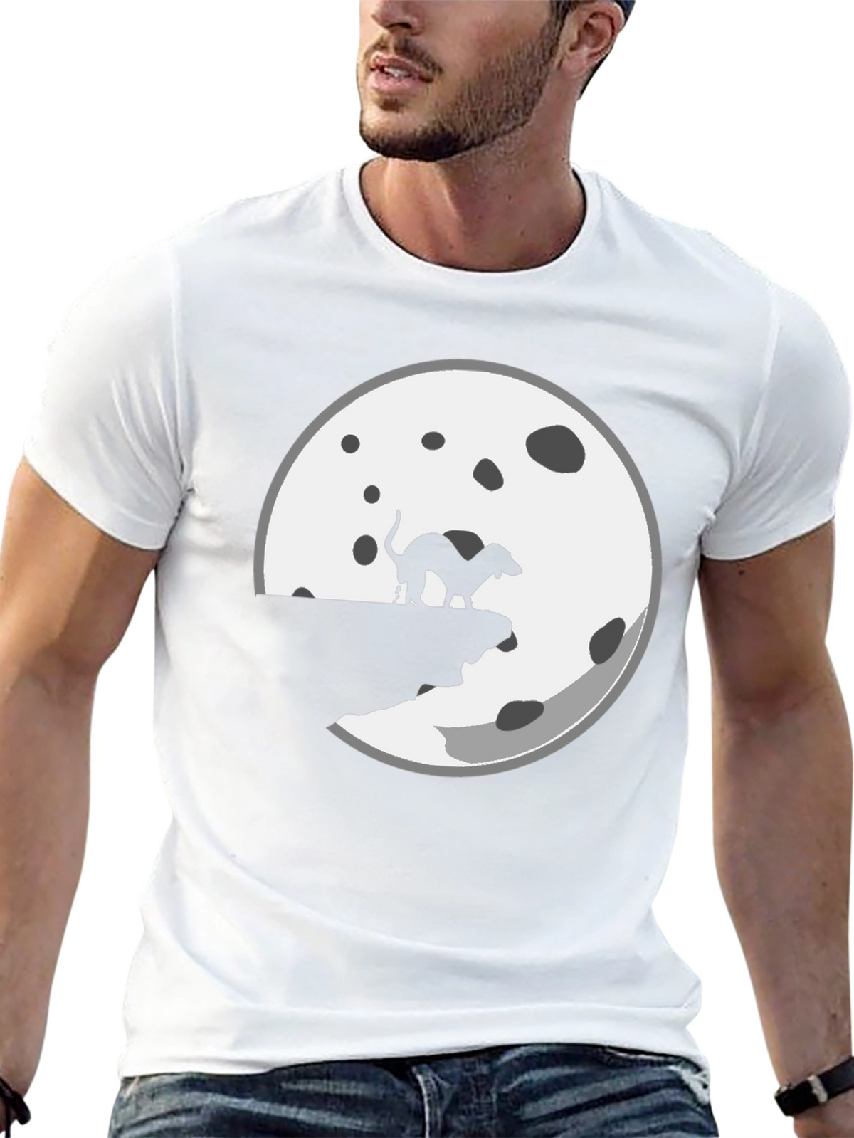 Funny Dog Mooning Mens Black T-Shirt