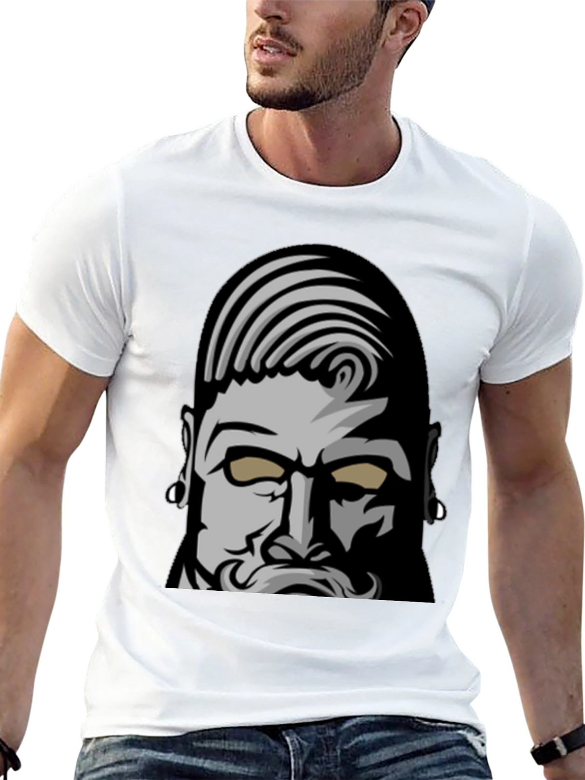 Bold Graphic Tee: Bearded Man Design