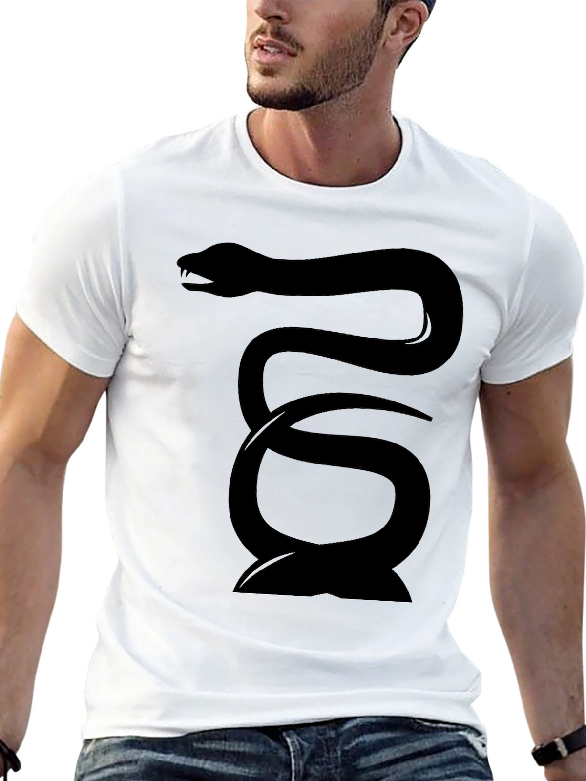 Black Snake Graphic Tee - Mens Fashion