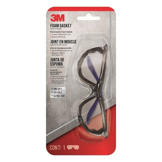 Safety Glasses, Anti-Fog, Mirror Lens, Black/Blue Frame