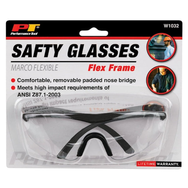 Safety Glasses Clear Lens; Fixed Frame