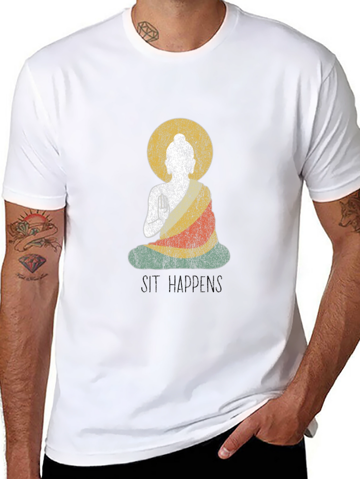 Sit Happens Buddha Graphic T-Shirt