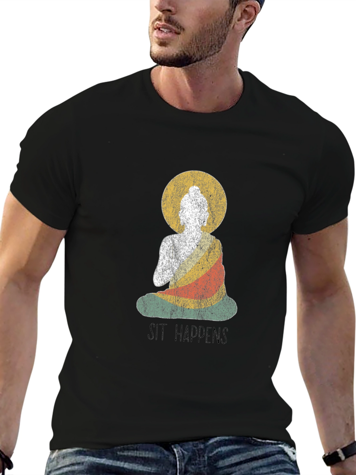 Sit Happens Buddha Graphic T-Shirt