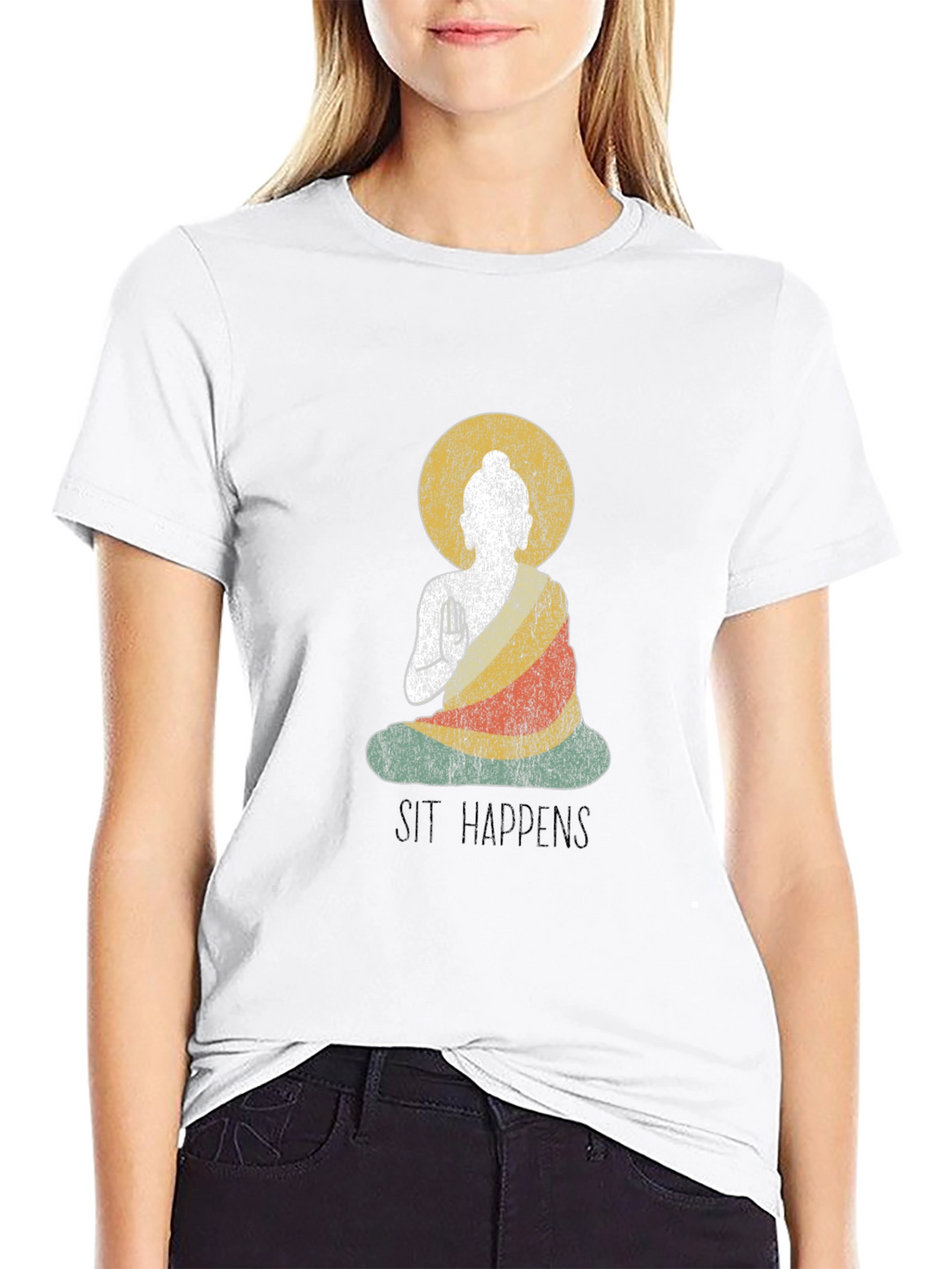 Sit Happens Buddha Graphic T-Shirt