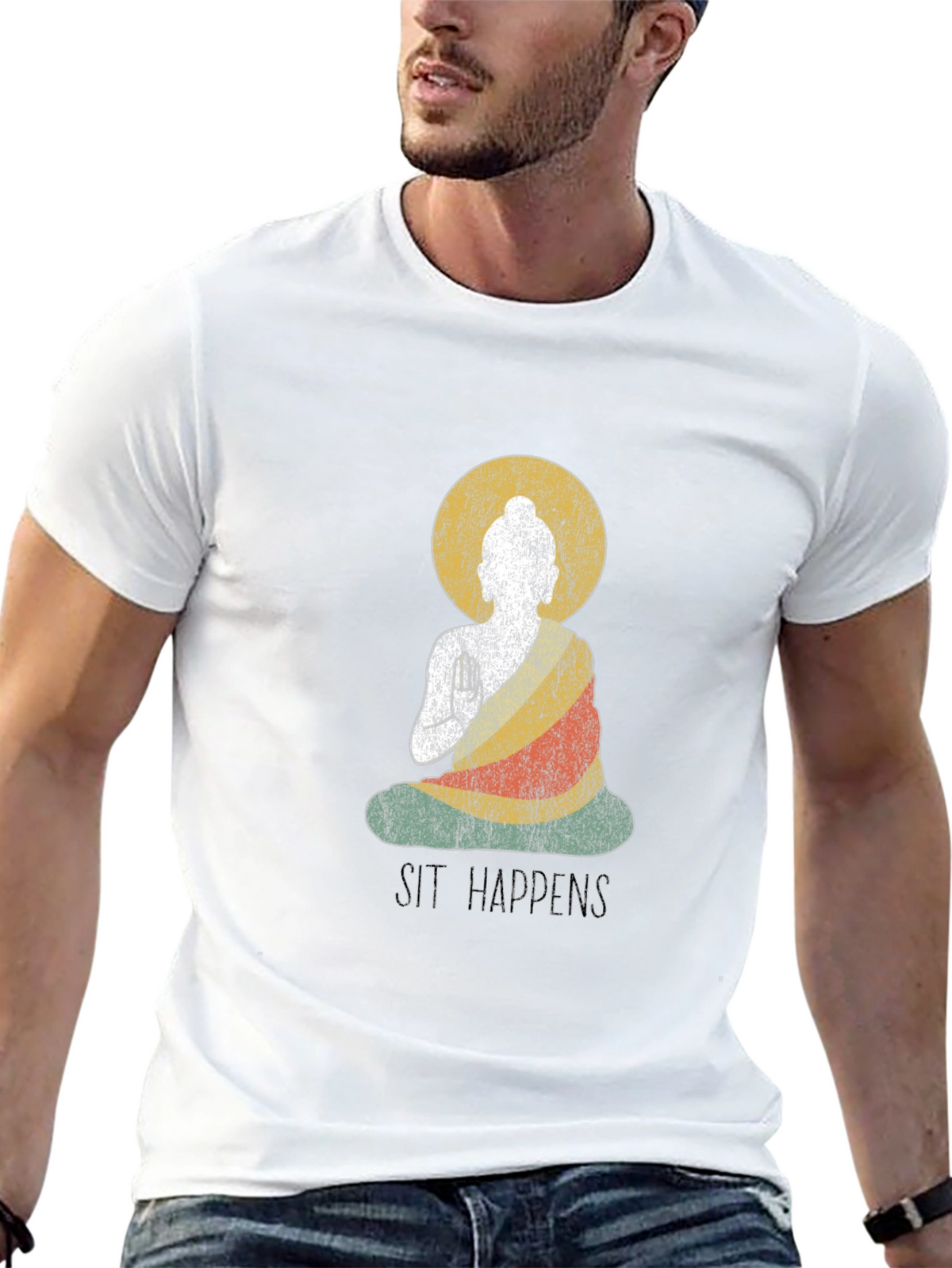 Sit Happens Buddha Graphic T-Shirt