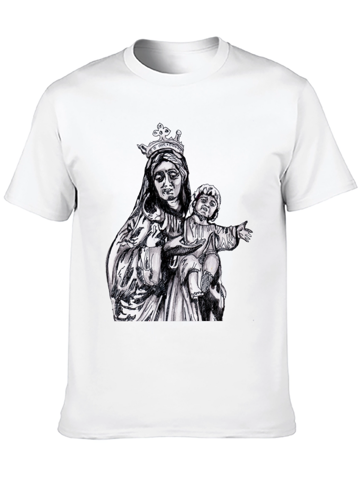 Virgin Mary & Child Graphic T-Shirt - Black