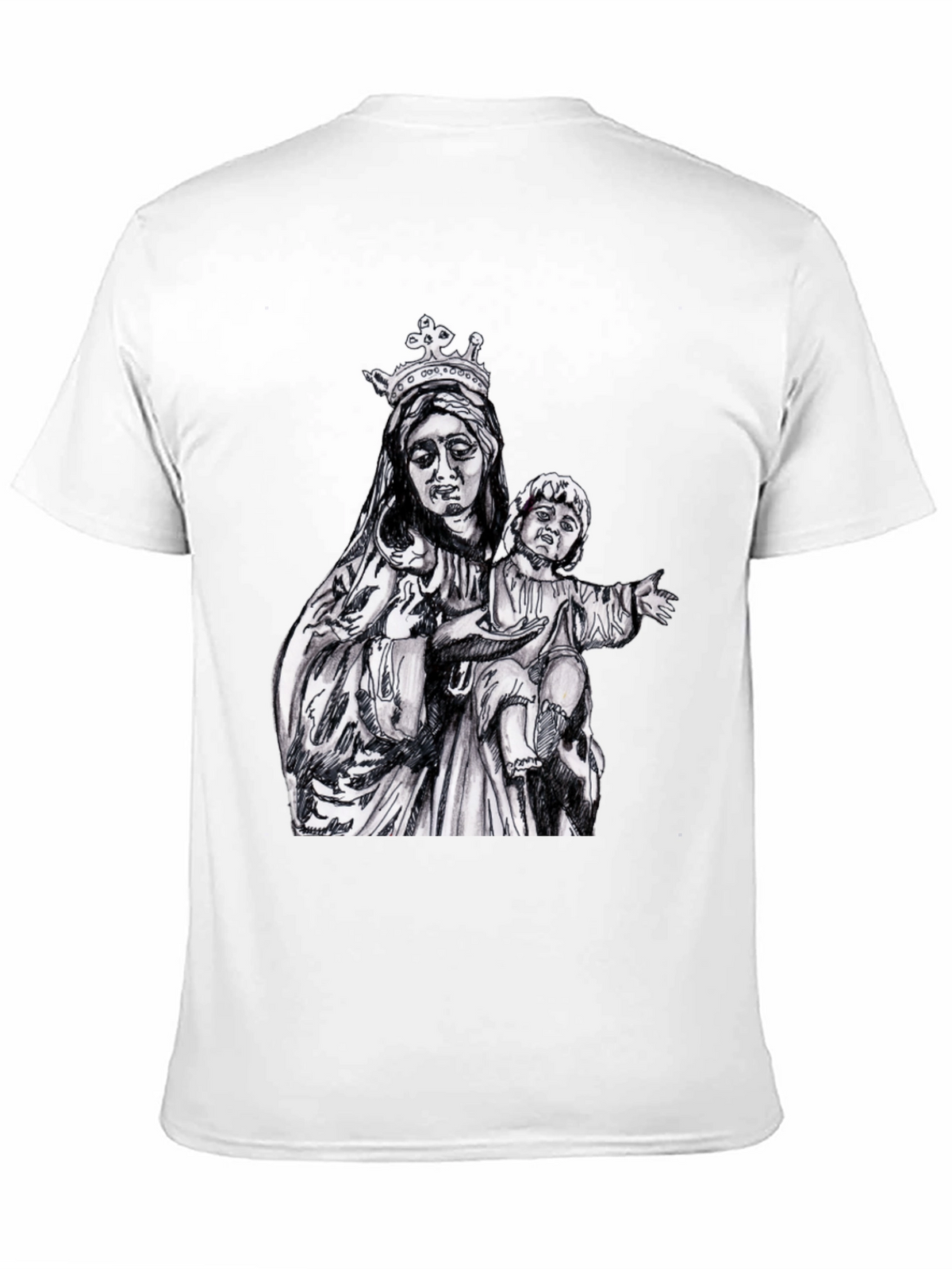 Virgin Mary & Child Graphic T-Shirt - Black