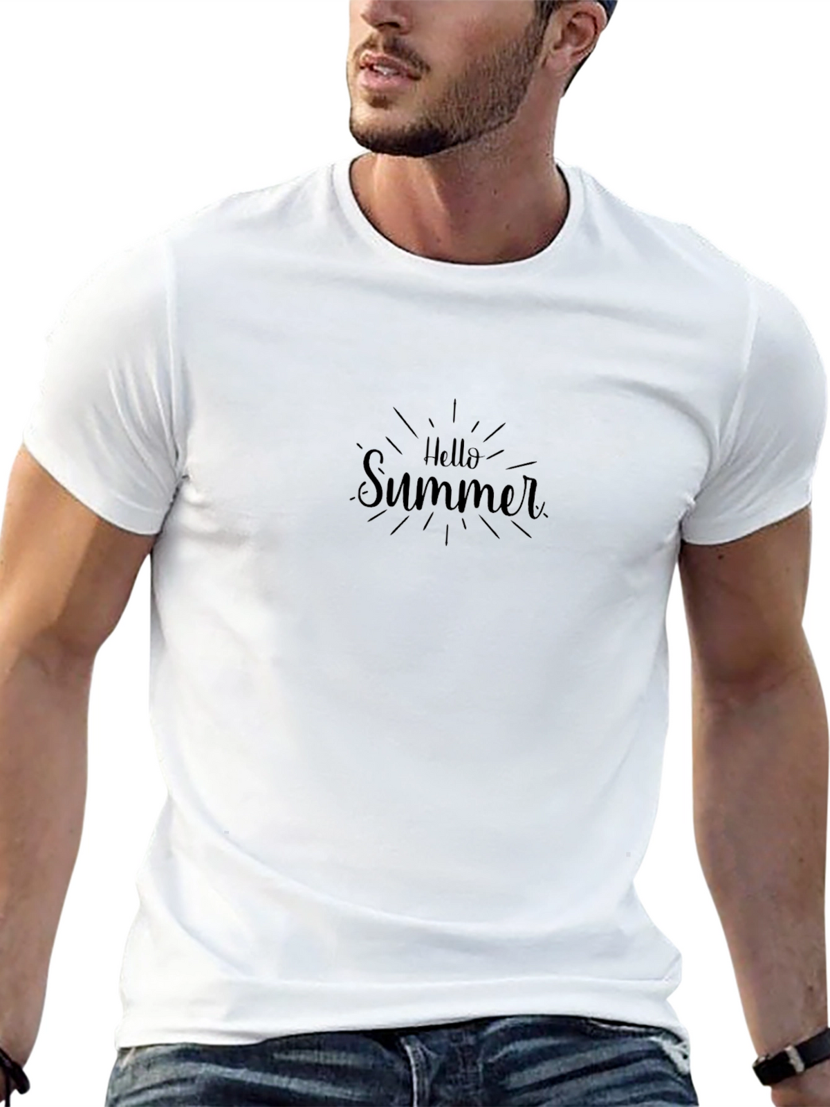Hello Summer Black Graphic Tee - Casual Cotton T-Shirt