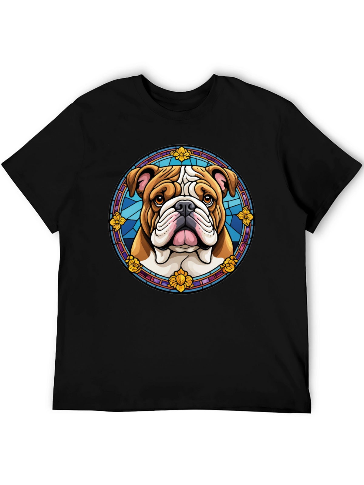 Bulldog Stained Glass Style Graphic Tee