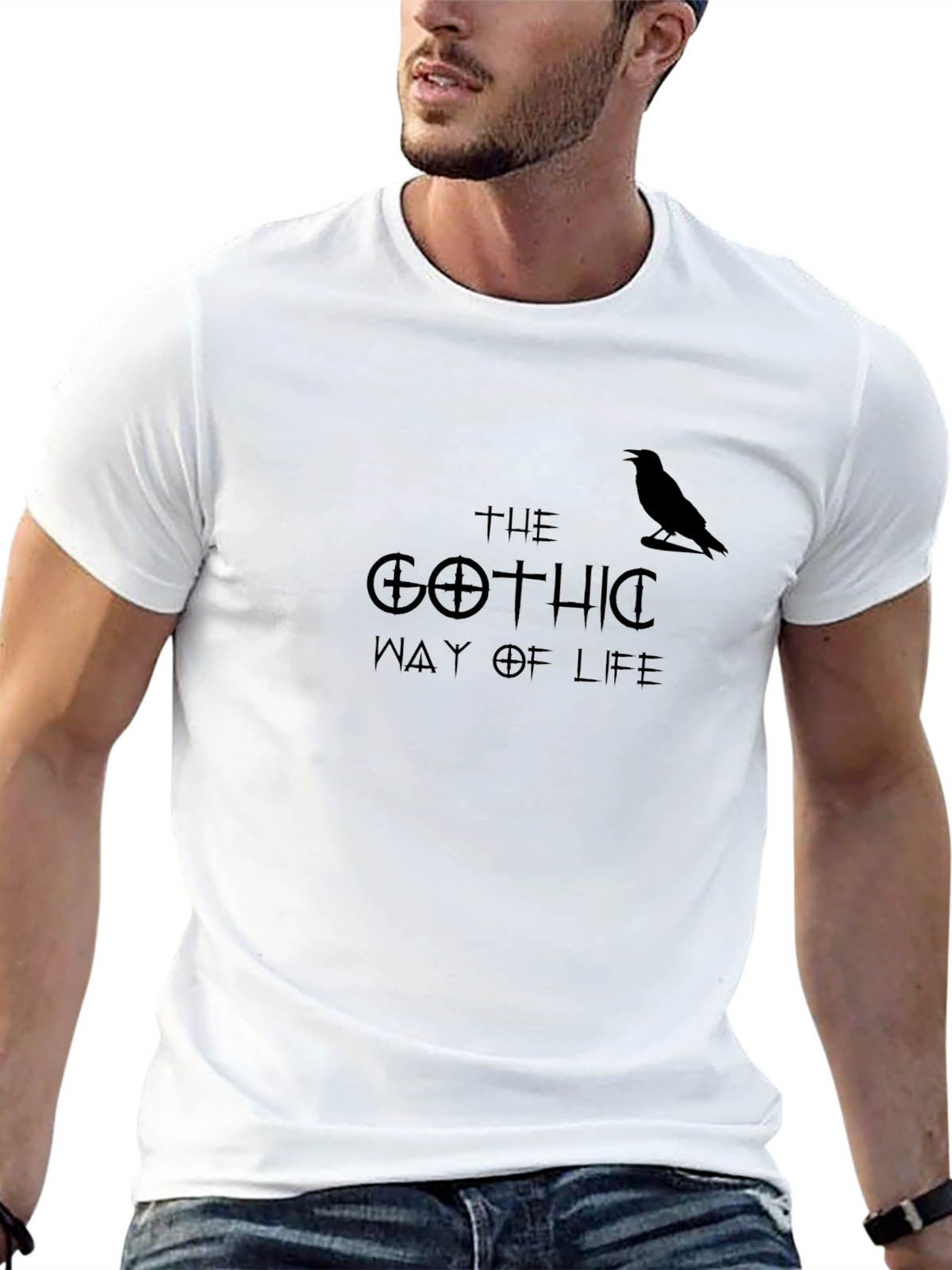Gothic Way of Life Black T-Shirt with Raven Graphic