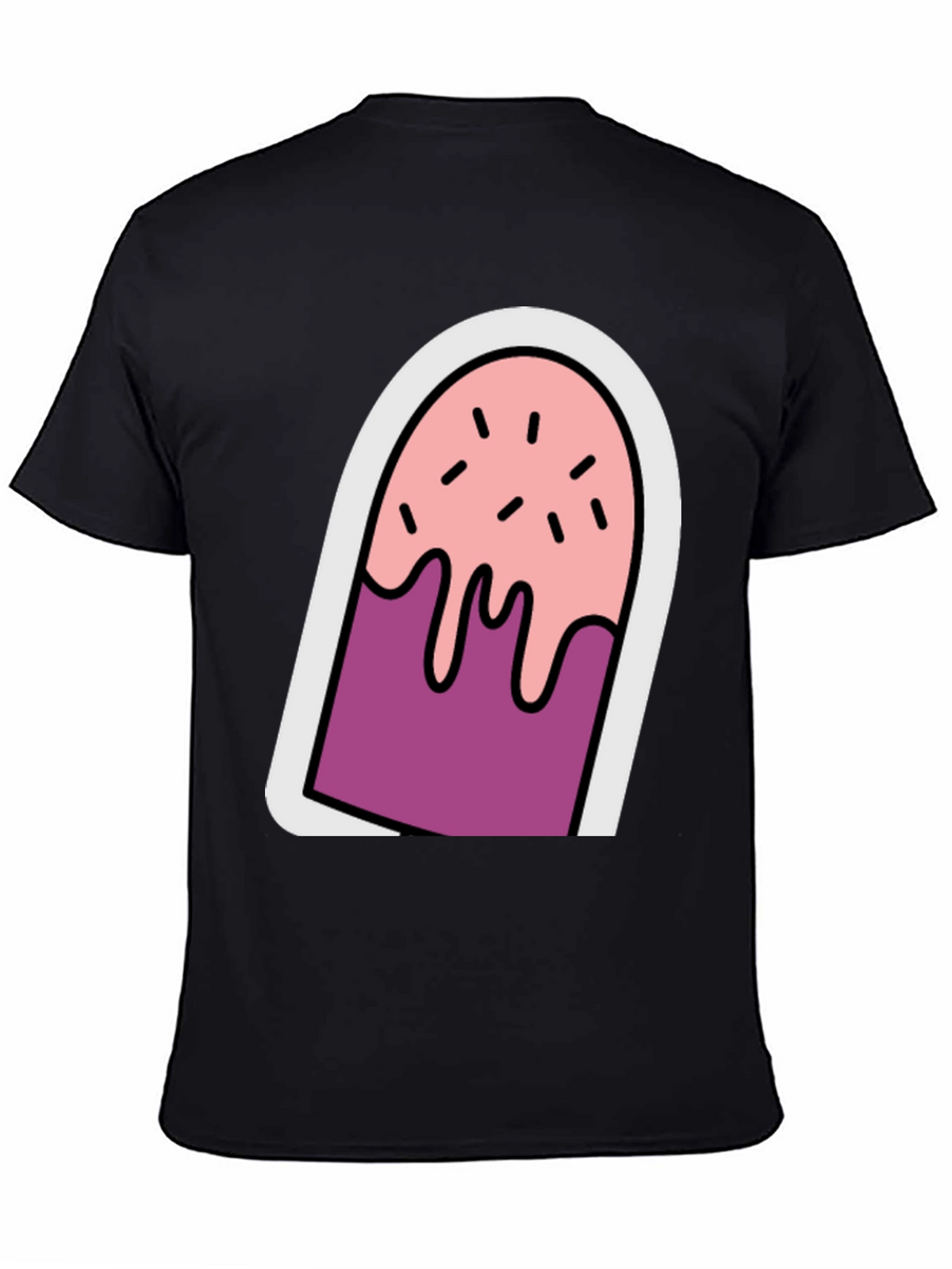 Cartoon Popsicle Graphic Tee - Black Unisex T-Shirt