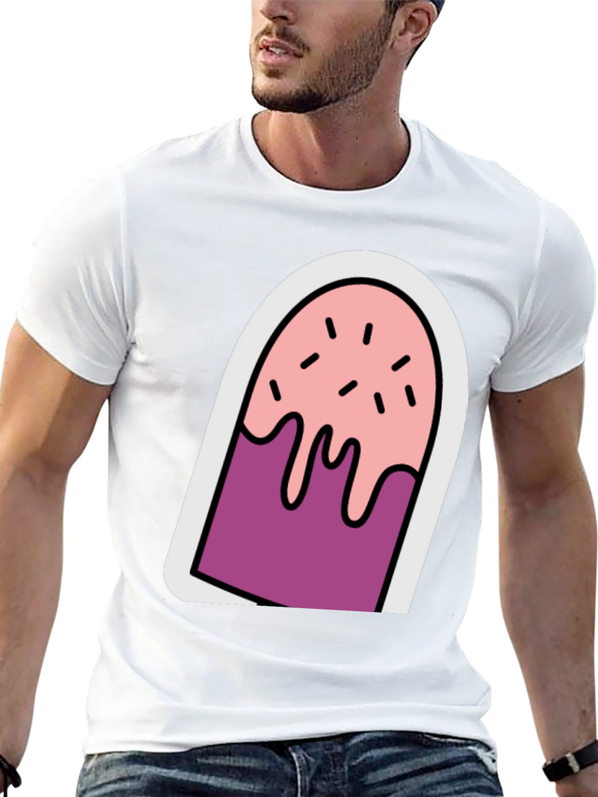 Cartoon Popsicle Graphic Tee - Black Unisex T-Shirt