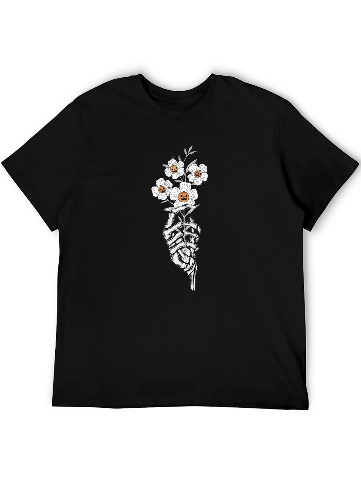 Floral Skeleton Hand Black Graphic Tee