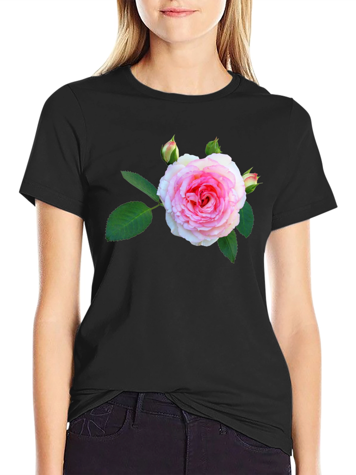 Floral Print Black T-Shirt