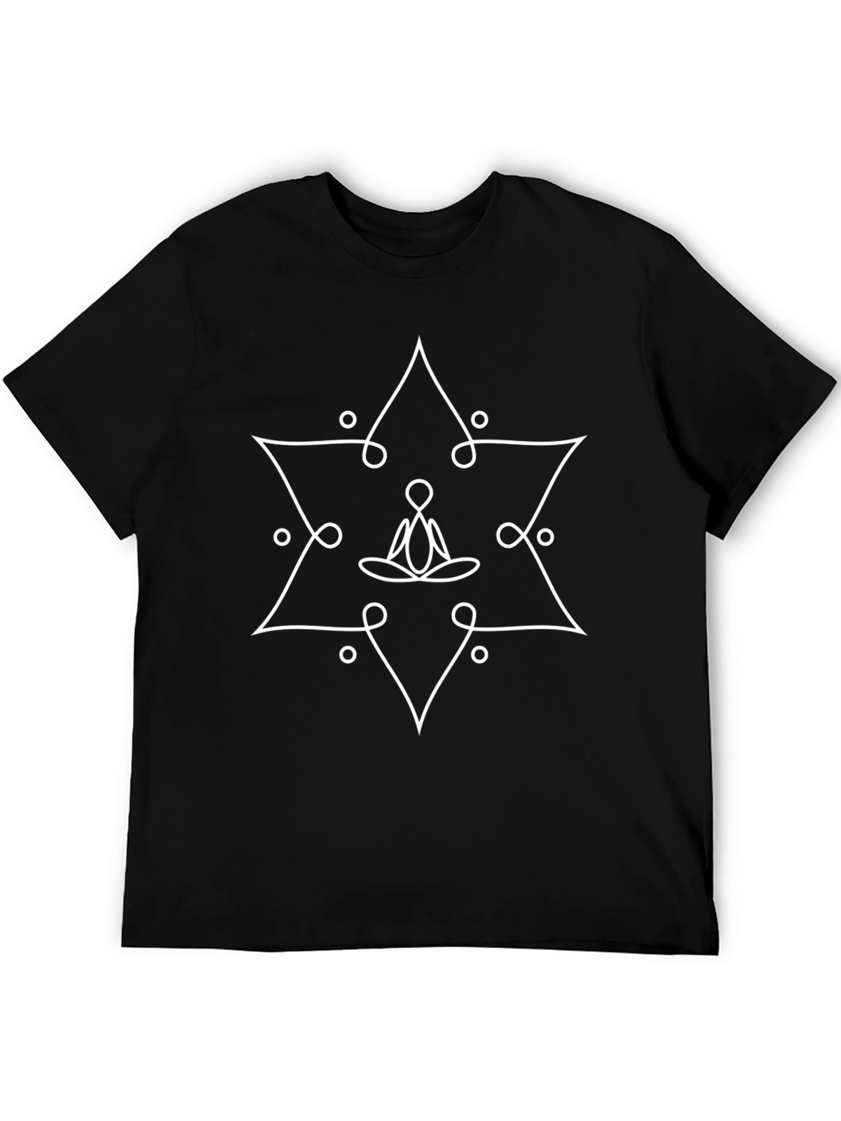 Meditative Star Graphic Tee - Black Cotton T-Shirt