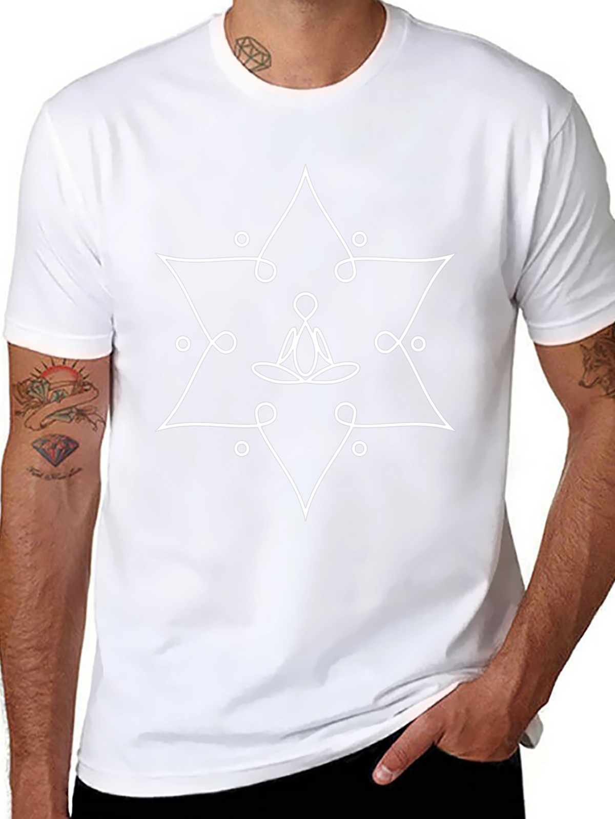 Meditative Star Graphic Tee - Black Cotton T-Shirt