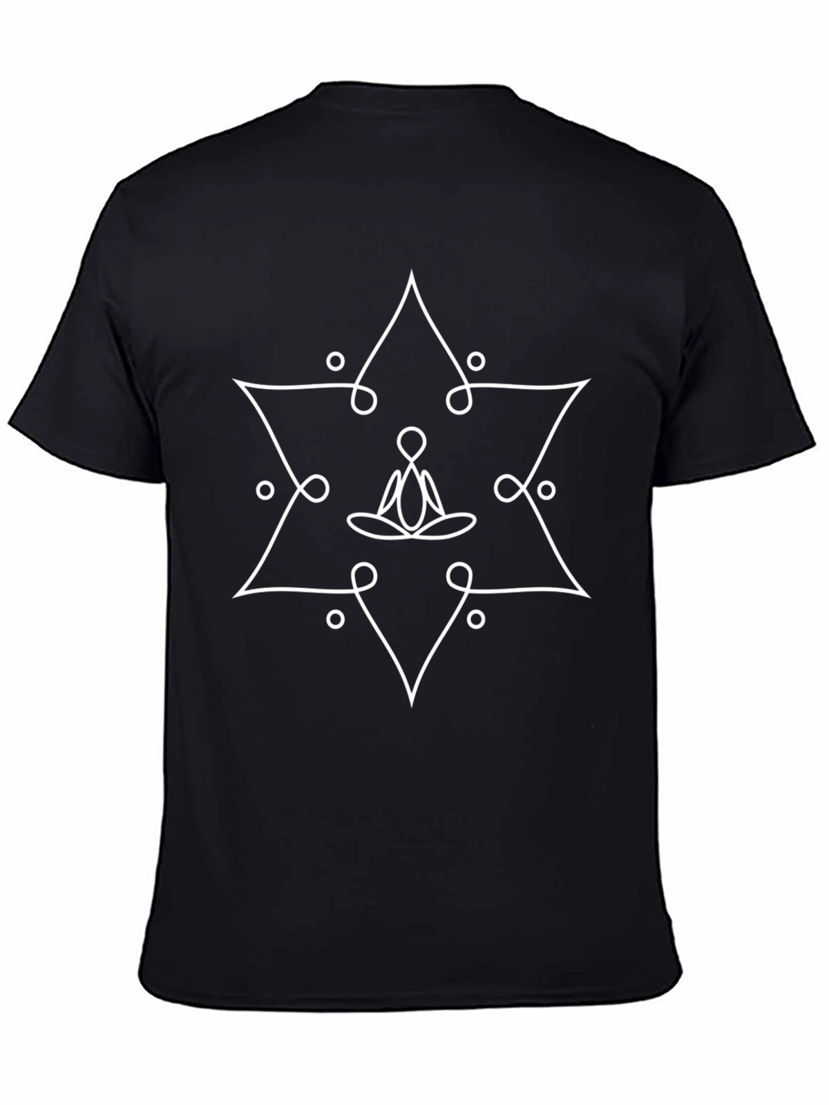 Meditative Star Graphic Tee - Black Cotton T-Shirt