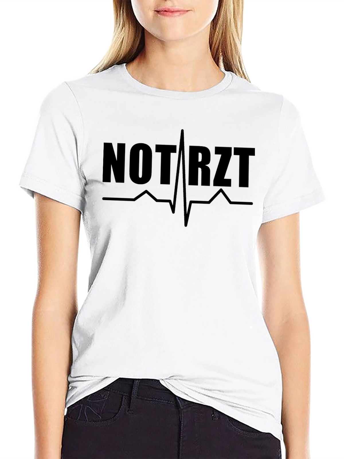 NOTARZT Black T-Shirt Emergency Doctor Heartbeat Design